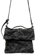 0-Hide | Folded messenger leather bag, Black F25B4sh