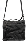 0-Hide | Folded messenger leather bag, Black F25B4sh