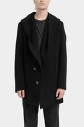 Hooded wool blend asymmetrical coat