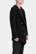 Hooded wool blend asymmetrical coat