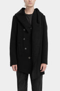 Hooded wool blend asymmetrical coat