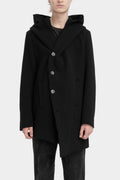 Hooded wool blend asymmetrical coat