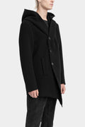 Hooded wool blend asymmetrical coat