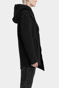 Hooded wool blend asymmetrical coat