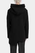 Hooded wool blend asymmetrical coat