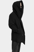 Hooded wool blend asymmetrical coat