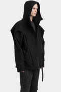 Layered oversized wool blend hooded jacket