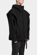 Layered oversized wool blend hooded jacket