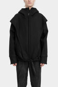 Layered oversized wool blend hooded jacket