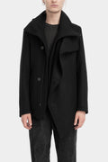 High neck asymmetrical wool blend jacket