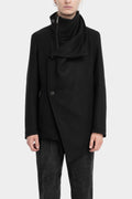 High neck asymmetrical wool blend jacket