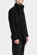 High neck asymmetrical wool blend jacket