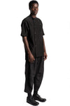 D.Hygen | SS26 - Silk Cotton Washer Double Open Band Collar Half Sleeve Shirt, ST102-0626S