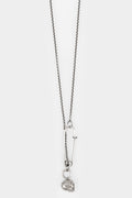 Werkstatt München | M3982 Fine silver chain with safety pin featuring skulls