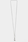 Werkstatt München | M3982 Fine silver chain with safety pin featuring skulls