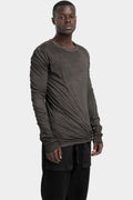Double layer lightweight cotton t-shirt, Brown resin