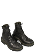 Back zip laced leather boots, Muted Green