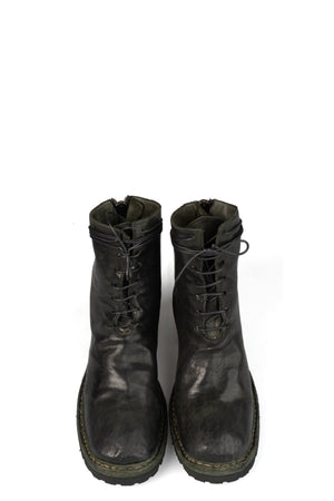Incarnation | Back zip laced leather boots, Muted Green 11V-71137-VB