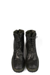 Back zip laced leather boots, Muted Green