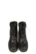 Back zip laced leather boots, Muted Green