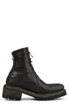 Back zip laced leather boots, Muted Green