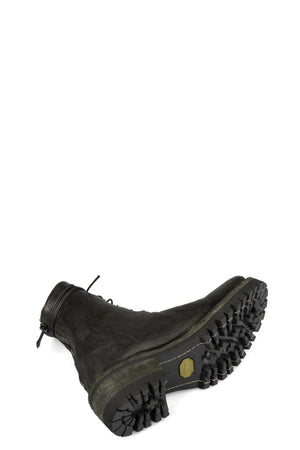 Incarnation | Back zip laced leather boots, Muted Green 11V-71137-VB