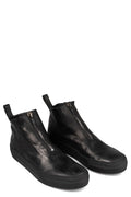 Low front zip leather sneakers