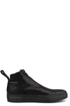 Low front zip leather sneakers