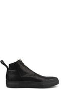 Low front zip leather sneakers