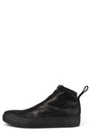 Low front zip leather sneakers