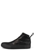 Low front zip leather sneakers