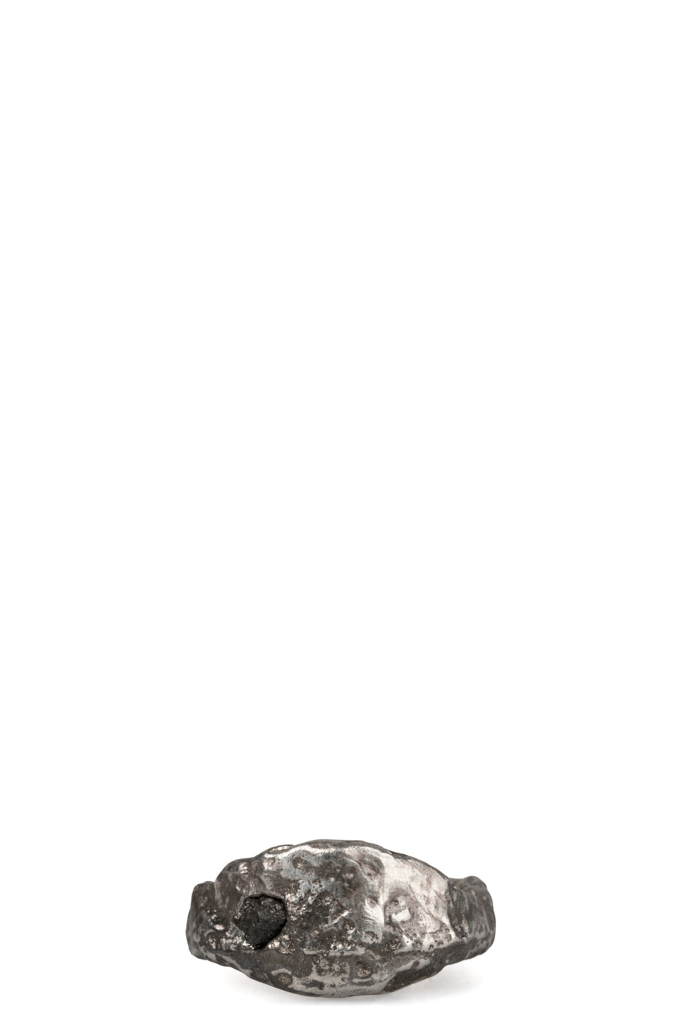 Signet silver ring with black diamond