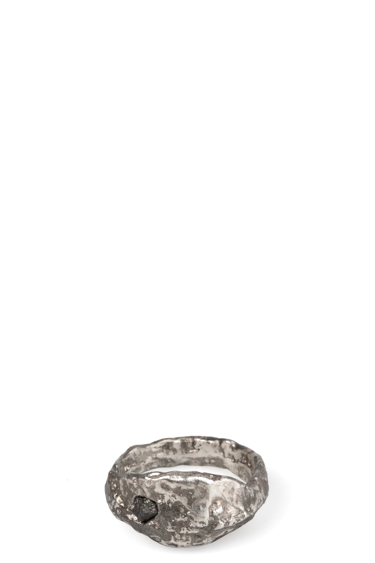 Signet silver ring with black diamond