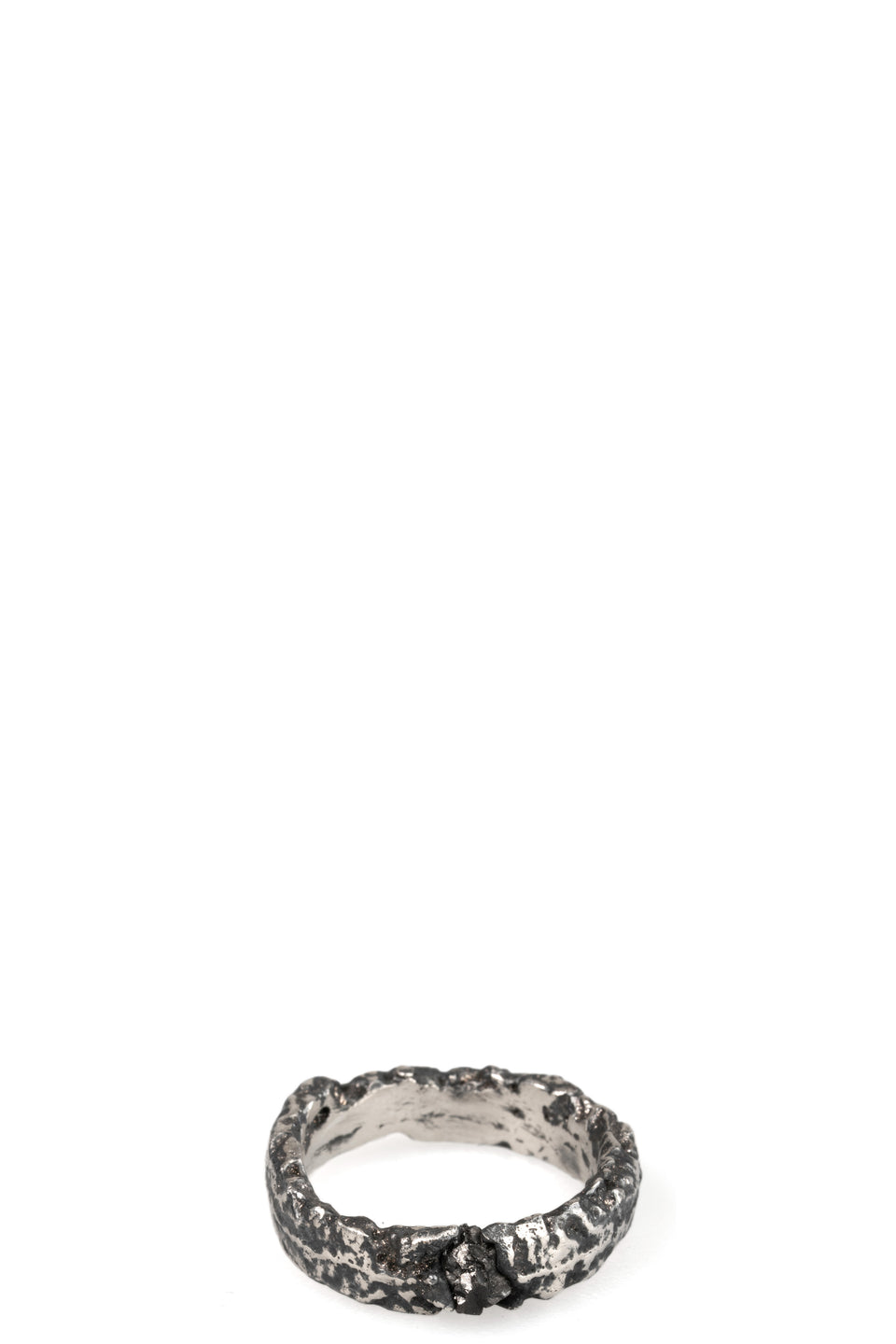 Silver band ring with black diamond