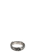 Silver band ring with black diamond