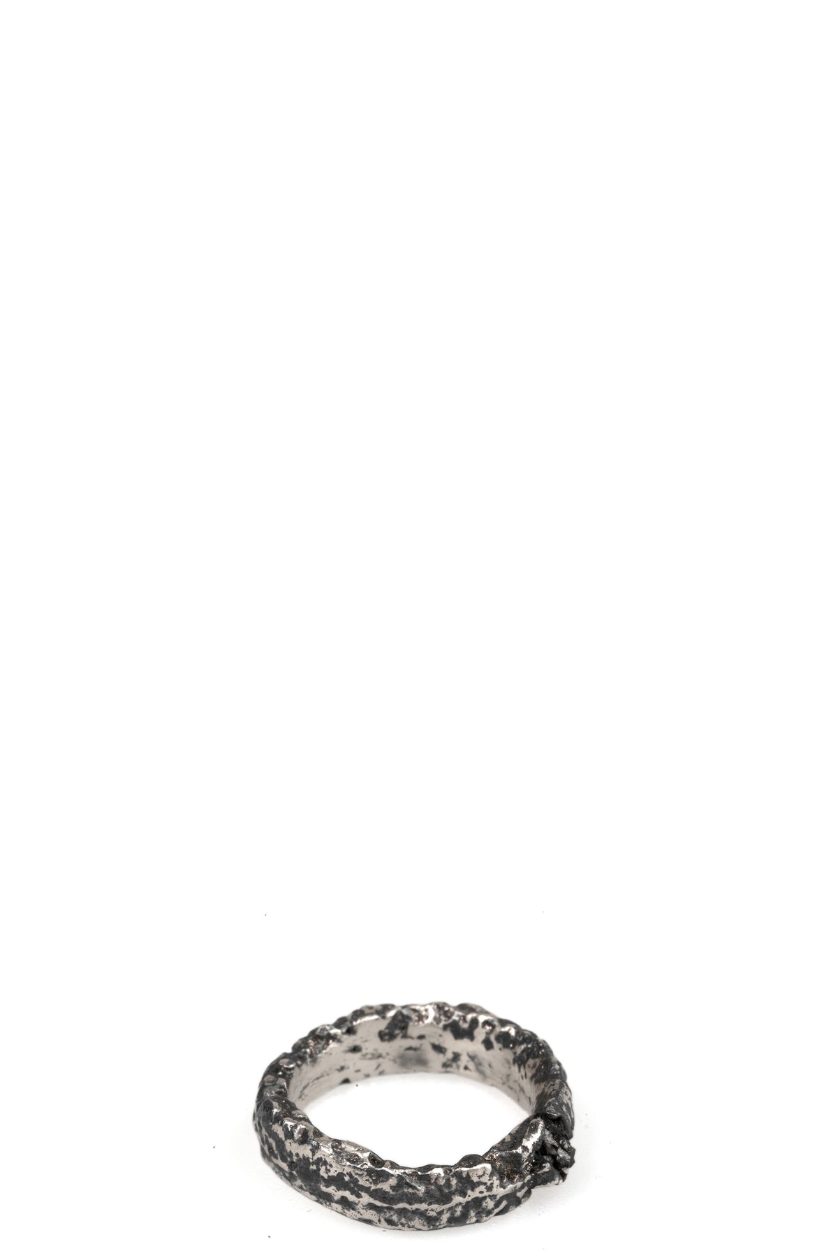 Silver band ring with black diamond