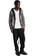 Hooded Zip Jacket, Grey Stone Wash Spray