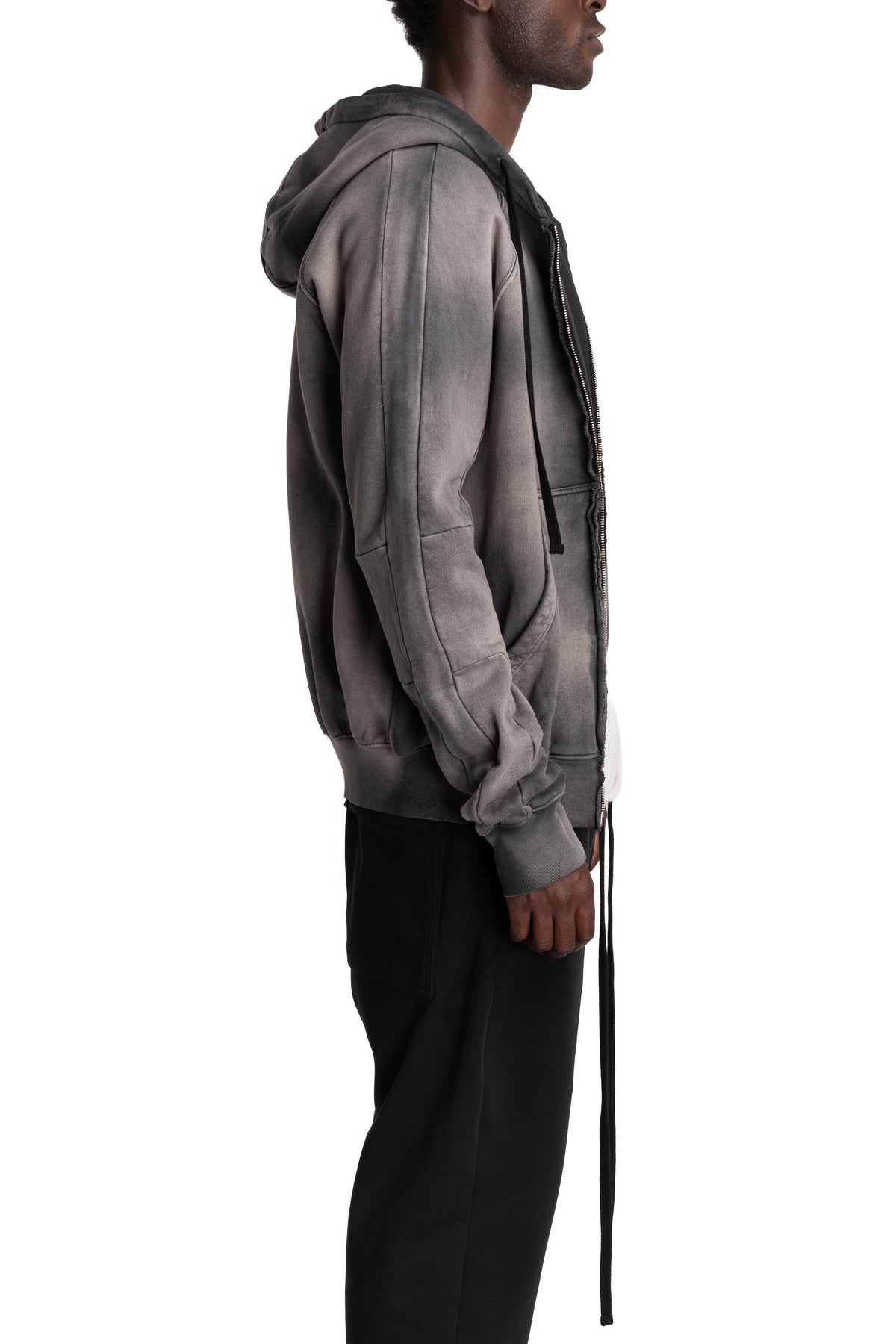 Thom Krom | AW26 - Hooded Zip Jacket, Grey Stone Wash Spray MSJ711