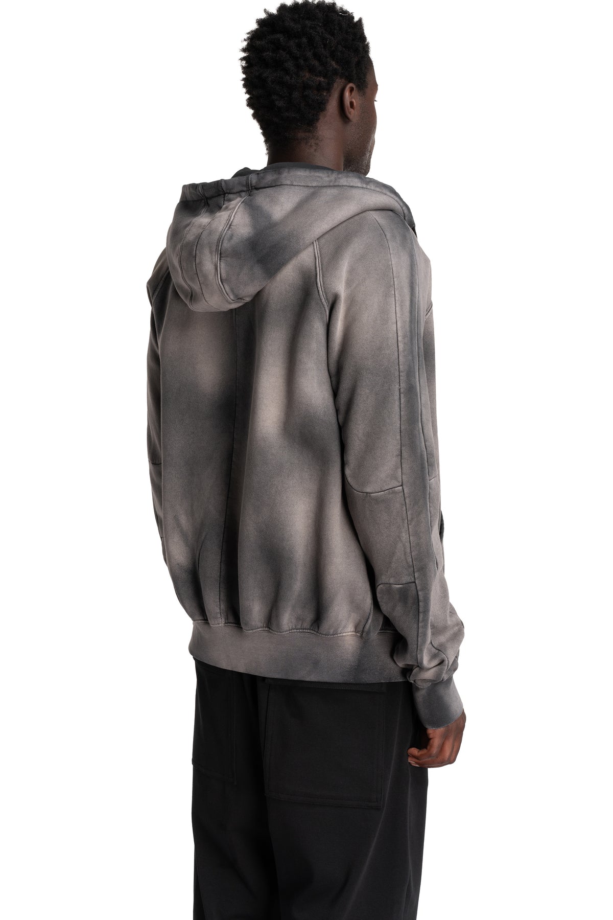 Thom Krom | AW26 - Hooded Zip Jacket, Grey Stone Wash Spray MSJ711