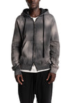 Hooded Zip Jacket, Grey Stone Wash Spray