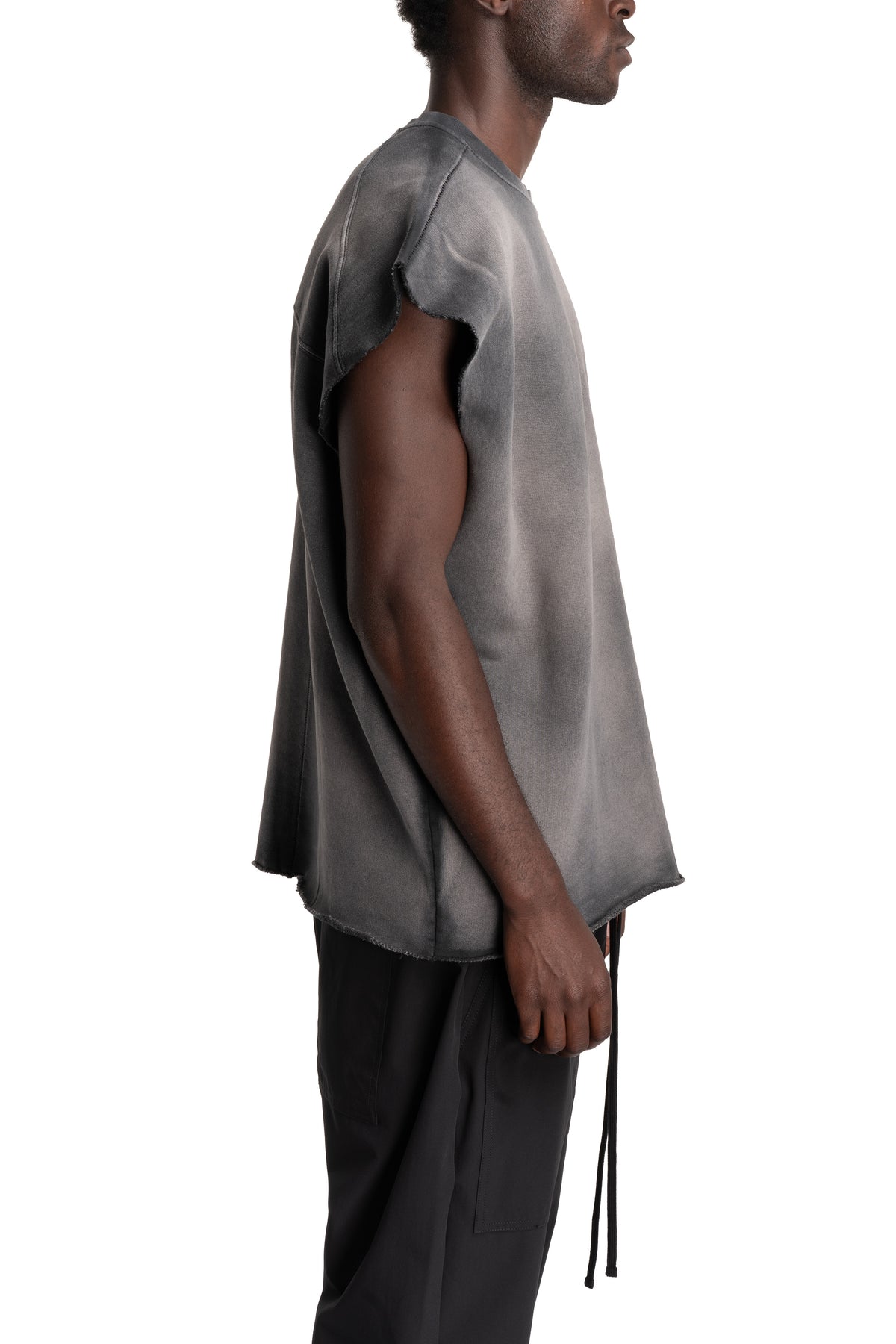 Thom Krom | AW26 - Round Neck Sweat Top, Grey Stone Wash Spray MS197