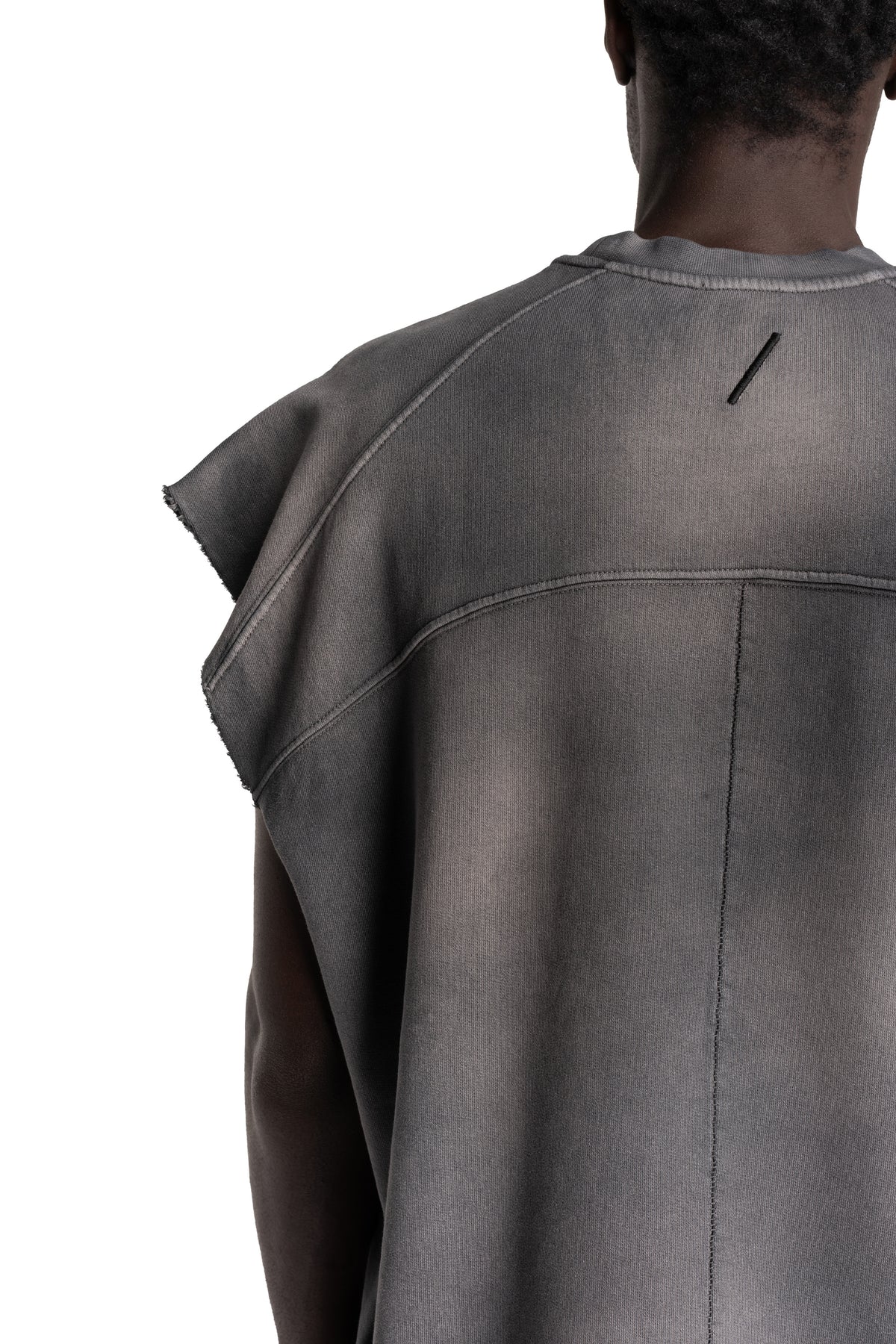 Thom Krom | AW26 - Round Neck Sweat Top, Grey Stone Wash Spray MS197