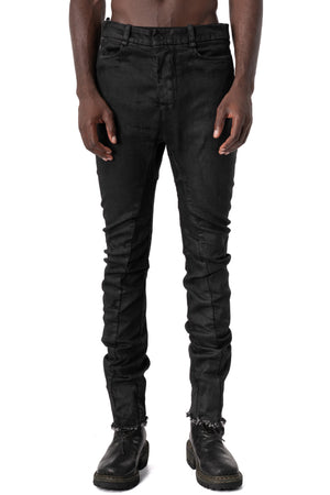 Masnada | AW26 - Stretch multi-seamed slim jeans, Black M3760, front view on model