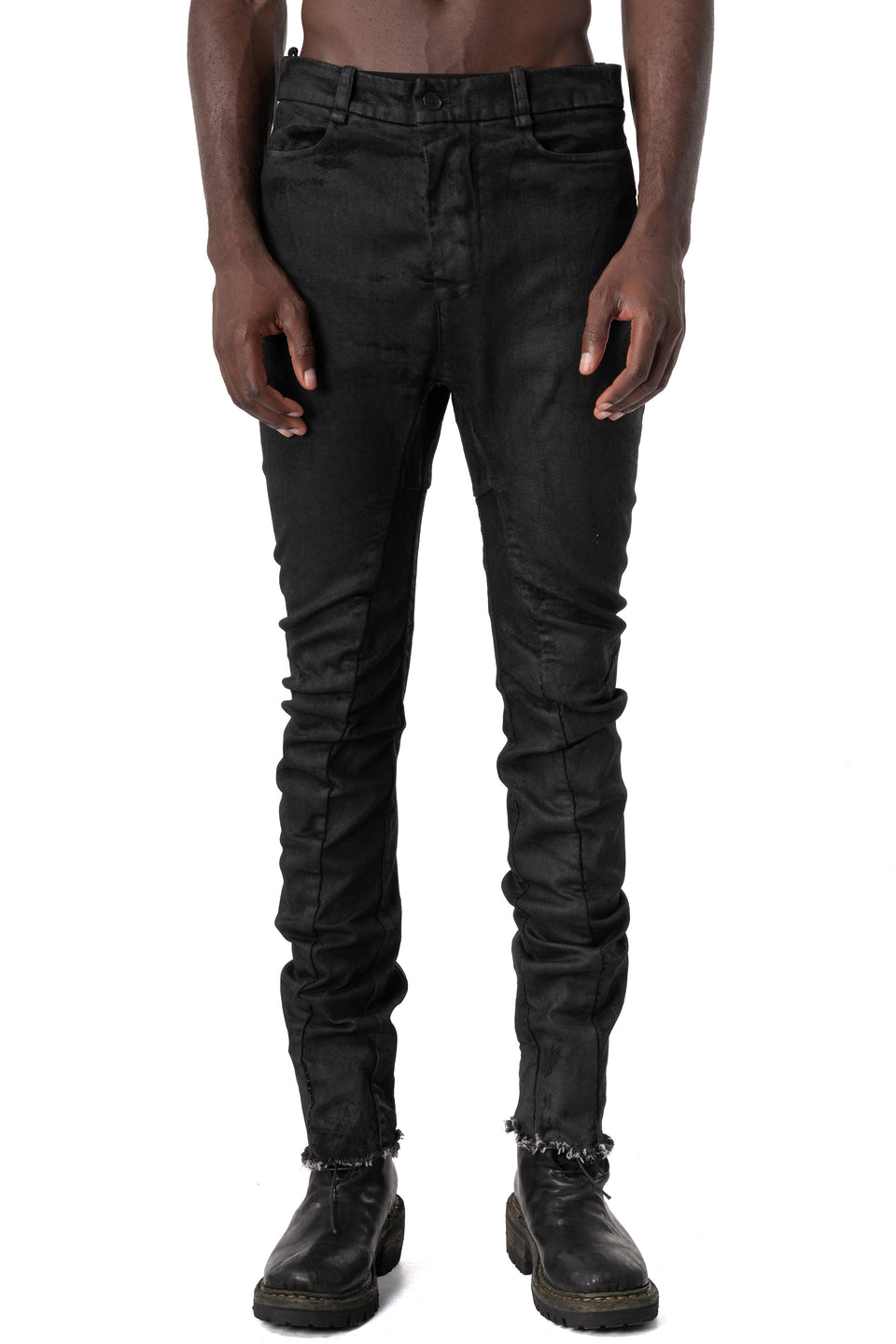 Stretch multi-seamed slim jeans, Black