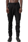 Crushed wool and linen baggy stitched trousers, Black
