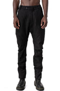 Crushed wool and linen baggy stitched trousers, Black