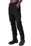 Crushed wool and linen baggy stitched trousers, Black