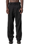 Stretch corrugated cotton wide-leg pants, Black
