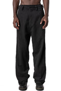 Stretch corrugated cotton wide-leg pants, Black