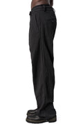 Stretch corrugated cotton wide-leg pants, Black